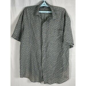 Colore Italia 100% Silk Mens Casual Shirt Size L  Retro Short Sleeve Button Down